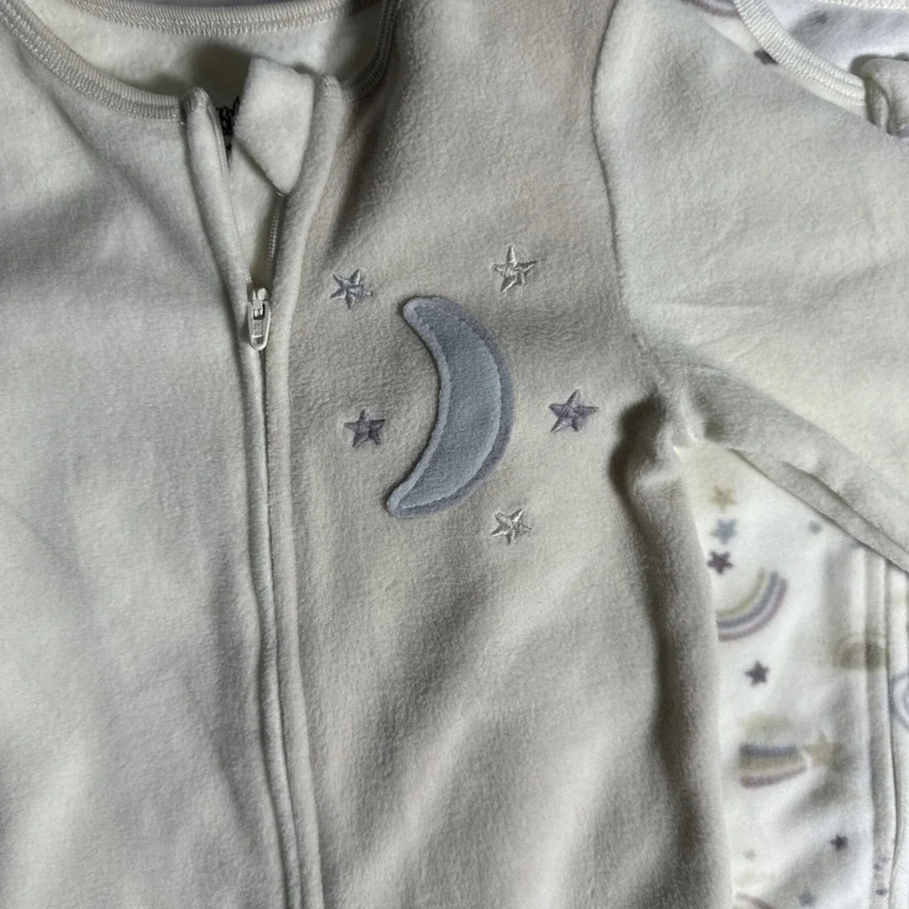 Kids Headquarters Fleece Footed Pajamas 2PK Celestial Moon Star Cream Tan 4T